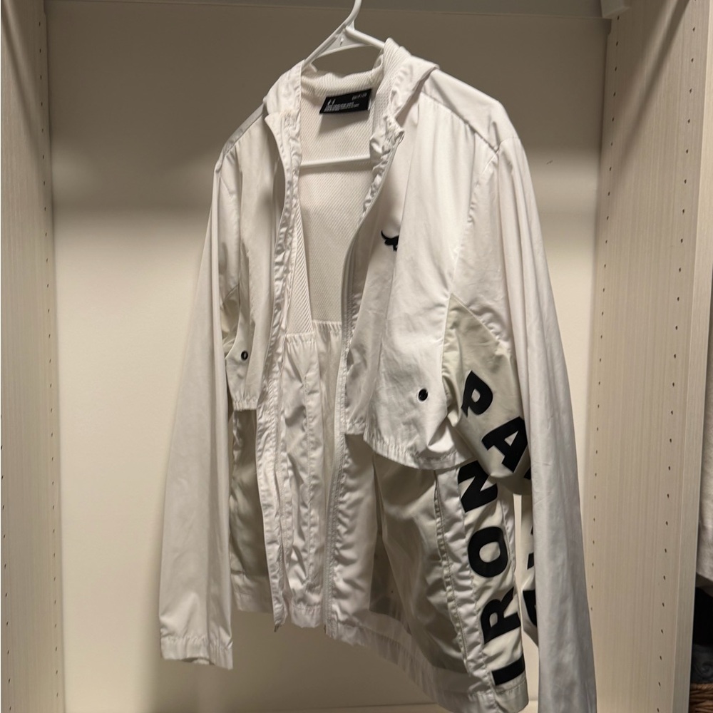 Under Armour White Windbreaker Jacket with Black Logo